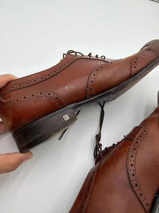 Louis Vuitton Dress Shoes Mens 9.5 Brown Leather Brogue Italy Lace Up - Picture 3 of 16